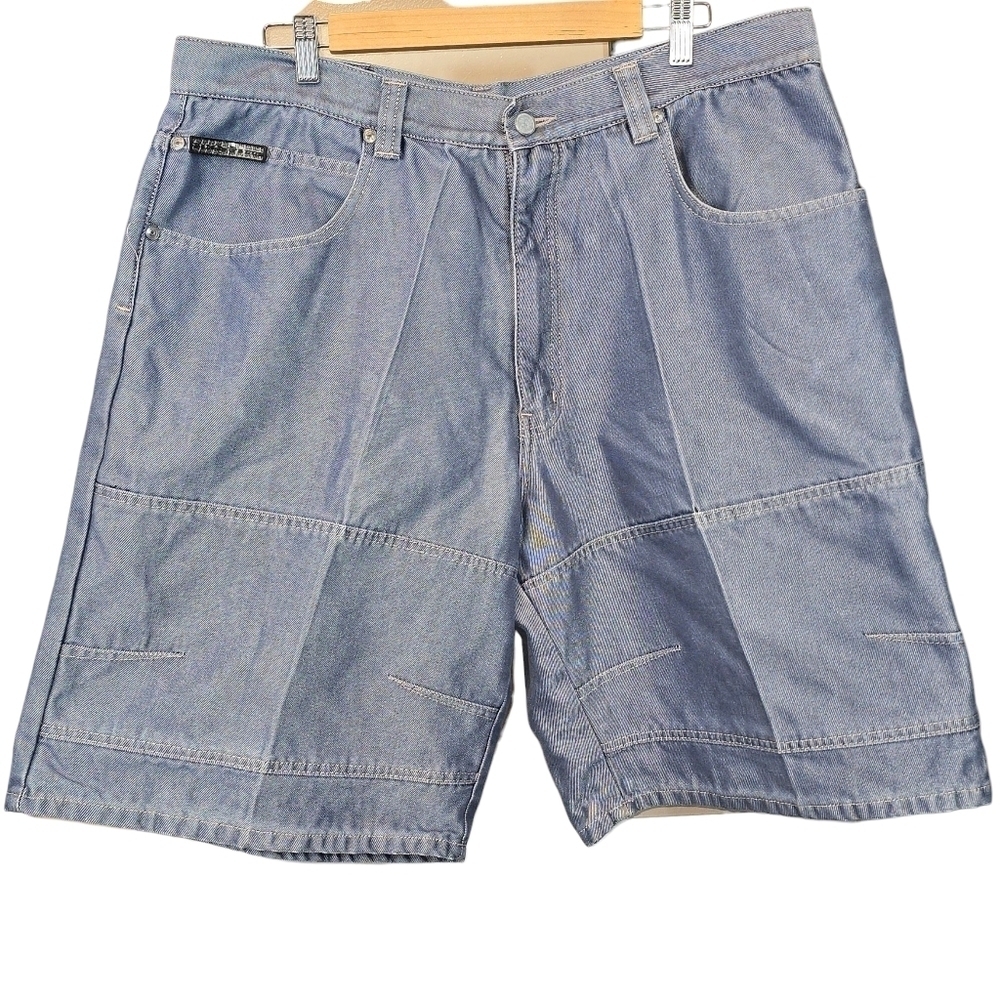 Pelle Pelle 78 Vintage Y2K Denim Utility Cargo Shorts Streetwear Size 40 - Picture 2 of 10